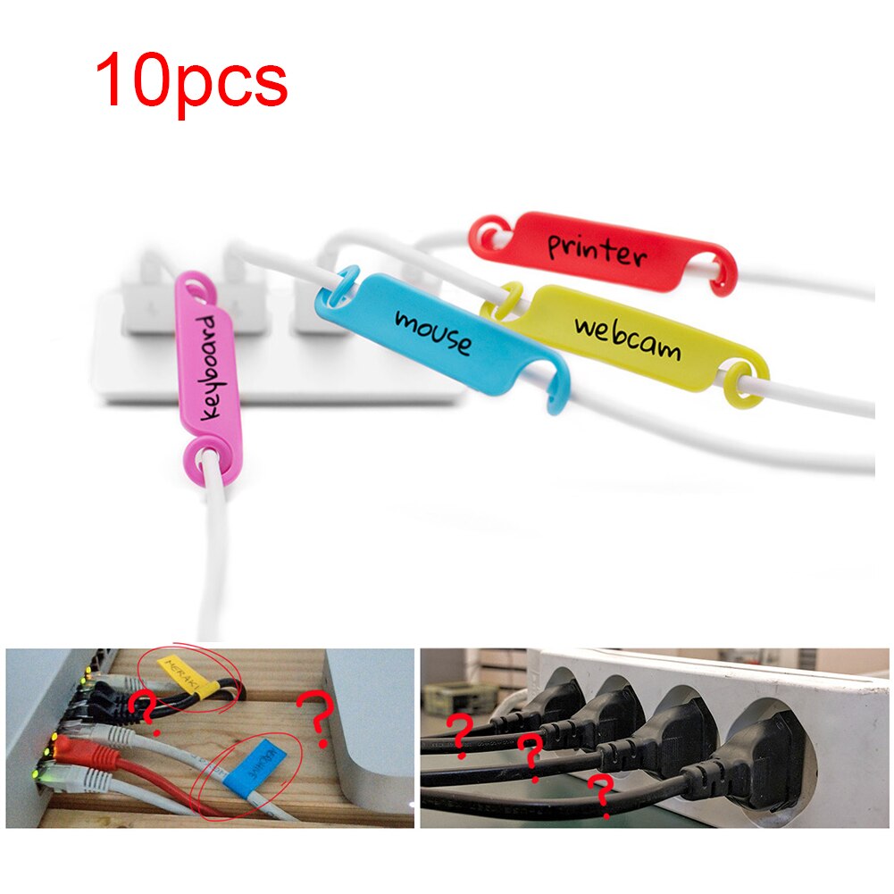 10 pièces couleurs assorties autocollant étiquette de câble bureau à domicile TPE étiquette d'identification étanche enfants bricolage organisateurs facile écrire sur