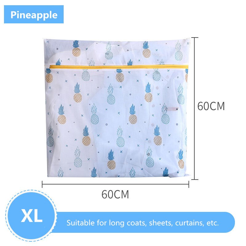 Pineapple Printing Laundry Bag for Washing Machine Polyester Mesh Bra Pouch Underwear Washing Bag Dirty Clothes Organizer Bags: XL 60-60cm