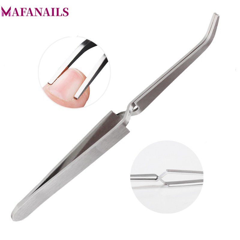Pinzas multifunción para moldear uñas, herramienta de manicura de punta de acero inoxidable, Gel UV acrílico C, pinza curva de 14,5 cm, 1 ud.