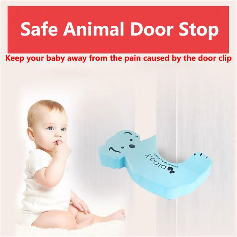 Mignon dessin animé Animal en plastique bouchon de porte Non-poinçon antichoc Anti-pincement mur Protection arrêt de porte Crash Pad