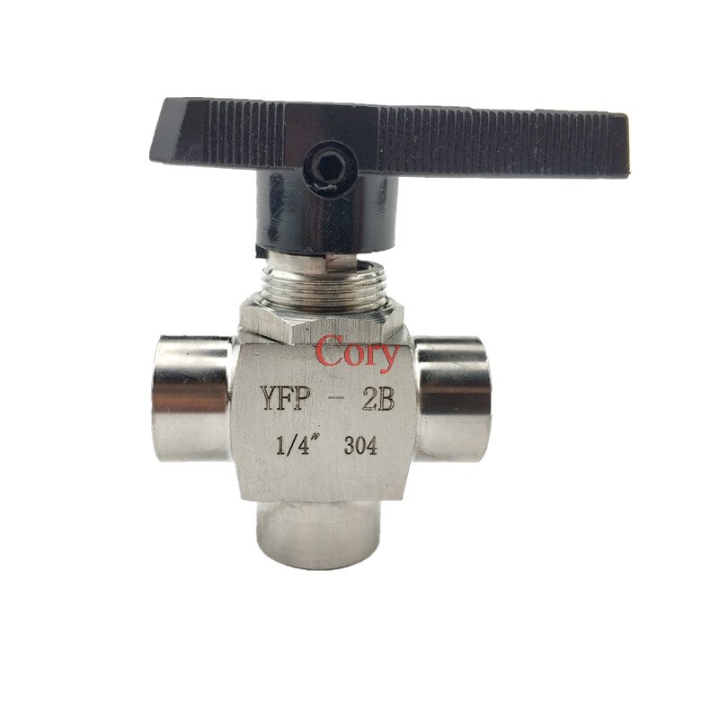 Válvula de bola de tres vías, rosca hembra G1/8 &quot;G1/4&quot; G3/8 &quot;G1/2&quot; G3/4 &quot;BSP, acero inoxidable 304, YFP-2B de temperatura de alta presión, 1 ud.