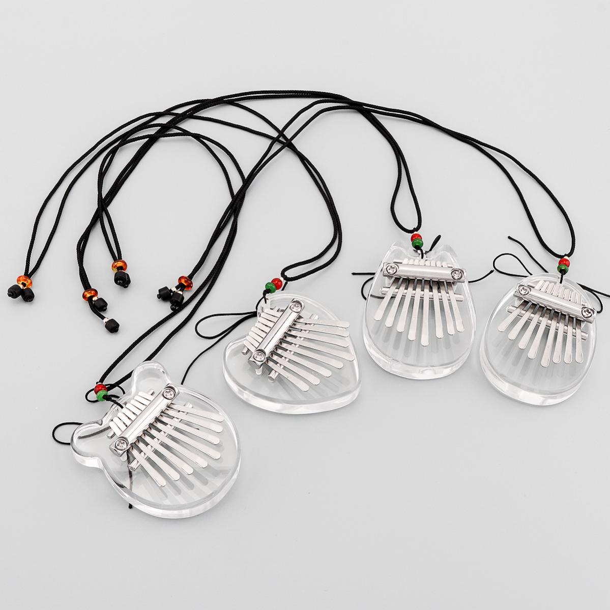 Mini 8 Key Kalimba Crystal Transparent Thumb Piano Bear Heart Cat Water Shape Mbira Musical Instruments