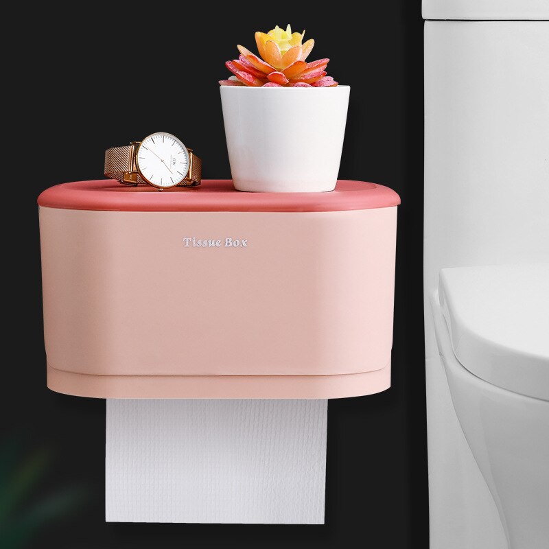 Toilet non-perforated paper towel box paper towel holder household toilet shelving wall hanging paper roll holder paper box
