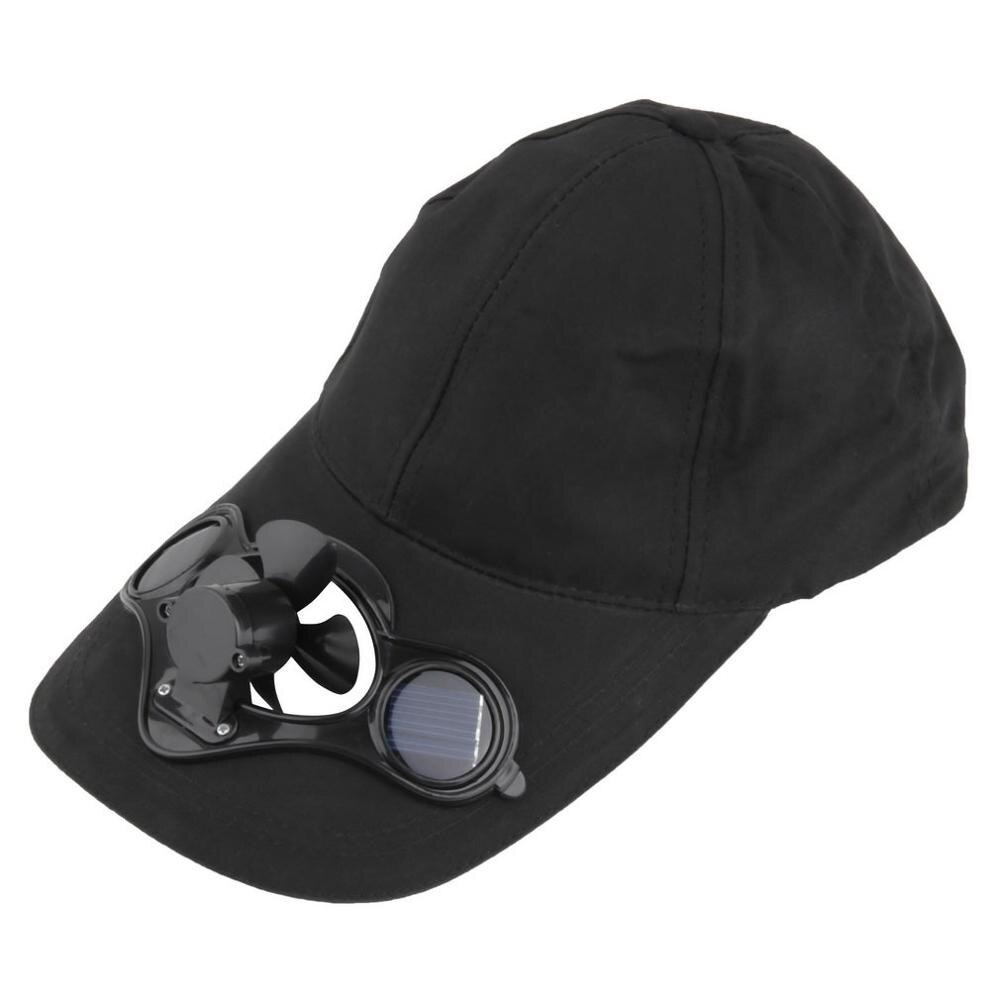 Vissen Zomer Sport Outdoor Hoed Cap Met Solar Sun Power Cool Fan Voor Fietsen Energie Besparen Geen Batterijen Nodig: black