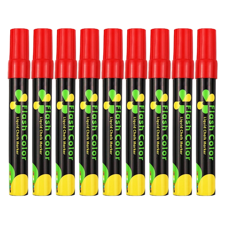 7/9 Stuks Vloeibaar Krijt Uitwisbare Markeerstift Whiteboard Graffiti Led Advertentie Krijtbord Fluorescerende Marker Pen Art Supplies: Licht Geel
