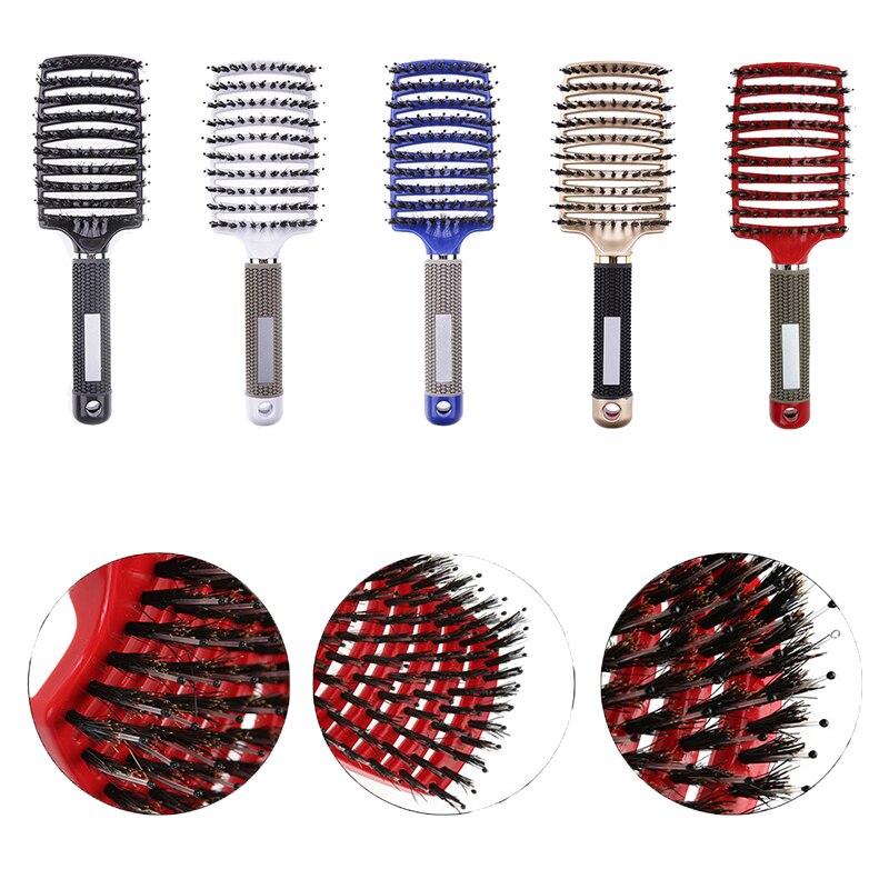 Haar Borstel Meisjes Haar Hoofdhuid Massage Kam Varkenshaar Nylon Vrouwen Nat Krullend Ontwarren Haar Borstel Voor Salon Kappers Styling Tools