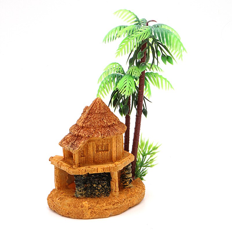 Simulation Coconut Tree Castle Aquariums Fish Tank Ornaments Decor Landscape