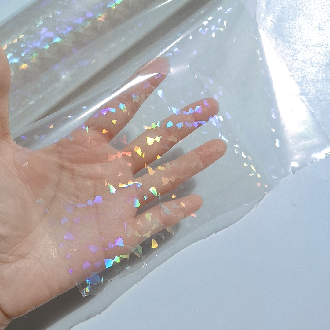 Broken Glasses Holographic Plain Transparent Stamping Foil On Paper or Plastic (21cm)8.4&quot; X 120m/Lot DIY Package Box