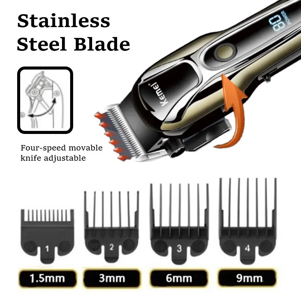 Kemei Haarschneidemaschine KM-1990 KM-2024 für Männer Elektrorasierer Professionelle Herren Haarschneidemaschine Drahtloser Friseurtrimmer