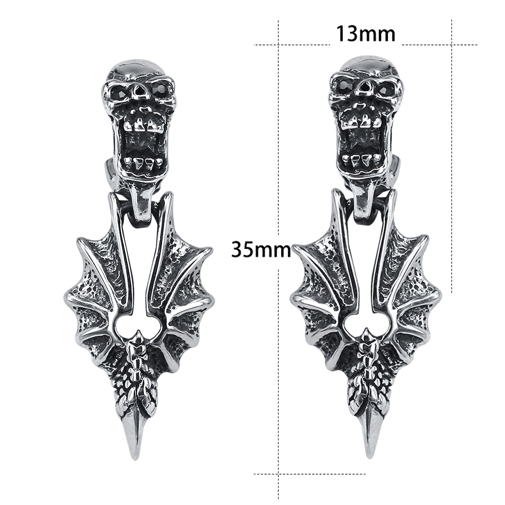 AOEDEJ Mens Punk Skull Stud Earrings 316L Stainless Steel Earrings Snake Hip Hop CZ Earrings Gothic Jewelry: J