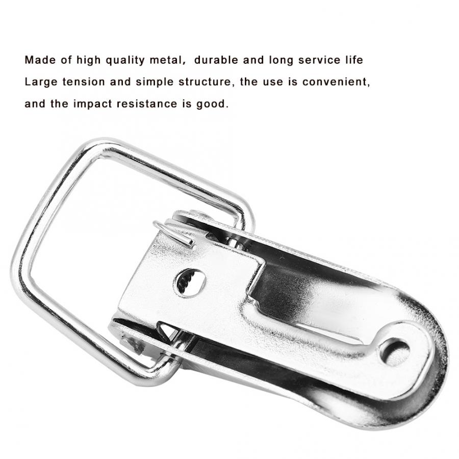 10Pcs Hasp Latch Lock Spring Buckle Iron Nickel Plated Fastener Case Hardware Fitting