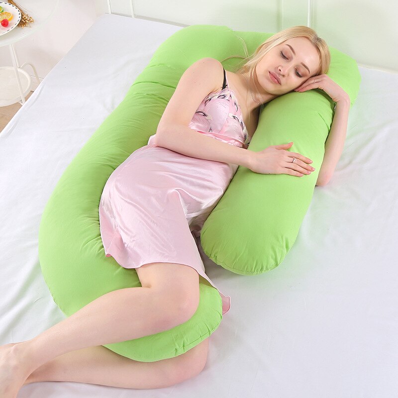 Bomuld kvinder barsel fuld krop pude gravid side sveller støtte komfort pude puder soveværelse sengetøj 5: Grøn
