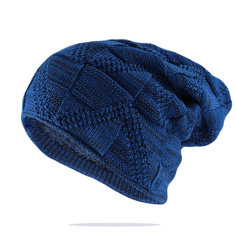 Stil vinter huer skullies mænd kvinder & #39 ;s varm hue strikket ben hue mærke mandlige farverige afslappet stjerne hatte kasket: Blå