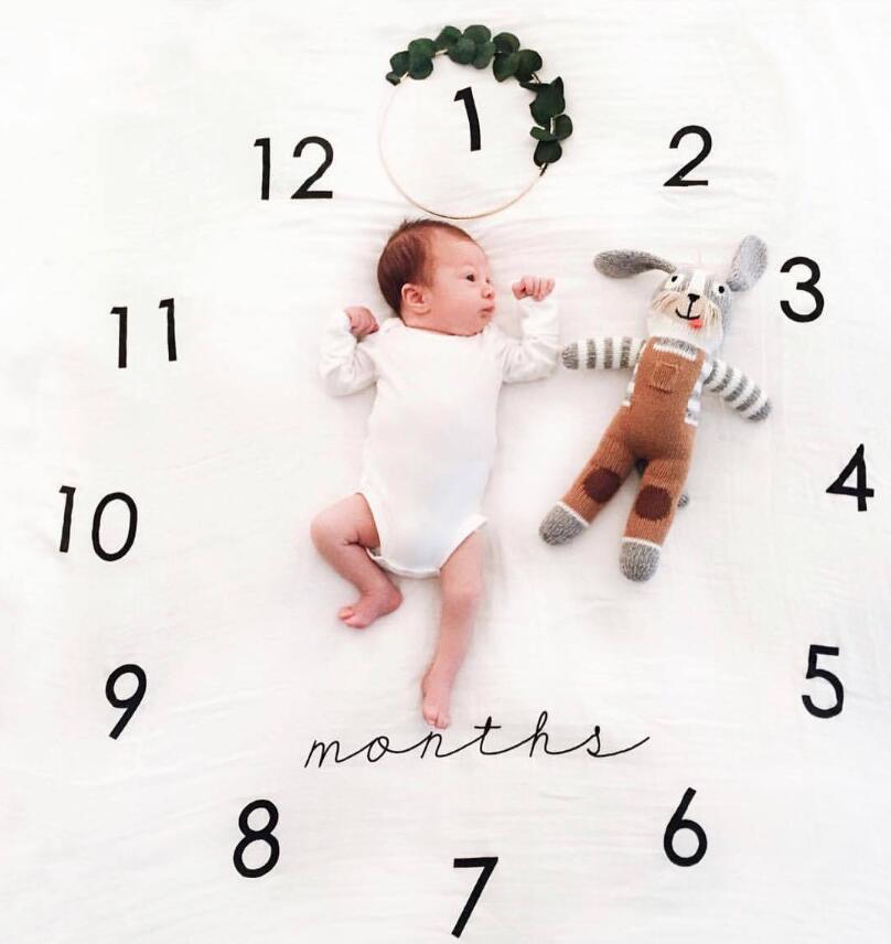 Baby milstolpe filt månatlig lejon tyg tillväxt fotografering spädbarn filtar nyfödda ballong bakgrund rekvisita: 5