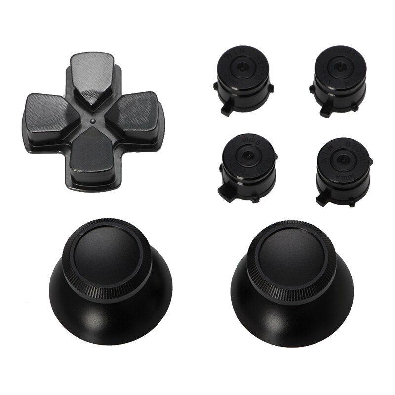 Aluminum Alloy Dpad Thumbstick Cap Bullet Buttons For Sony PS4 DualShock 4 Controller Kit: Black