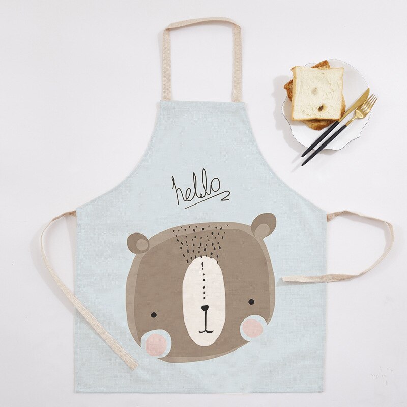 1Pcs Dier Patroon Katoen Schort Volwassen Slabbetjes Thuis Koken Bakken Koffie Winkel Schoonmaken Schorten Keuken Schoonmaken Accessoires: E