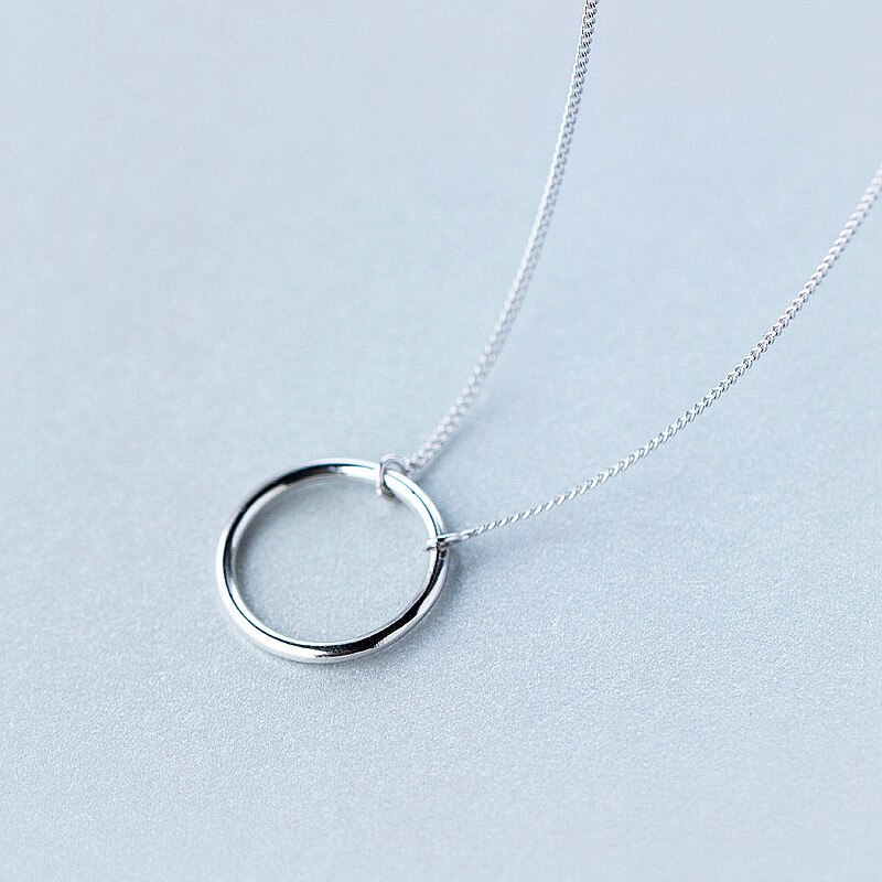 MInimalist Geometric Round Personal Pendant Necklaces Real 925 Sterling Silver Fine Jewelry For Women Trendy Accessories