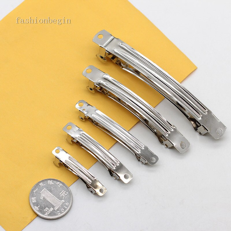 50/60/80/100mm Iron silver Hair Barrettes Blanks French Hair Clips Findings Slides hairpins for Bows DIY crafts jewlery making