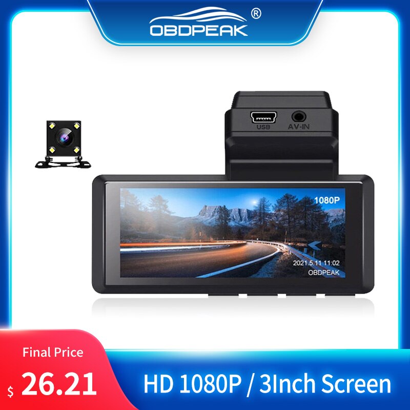 Mini Smart DVR Dash Camera Car Dvr FHD 1080P WDR G-Sensor Night Vision Large Wide Angle Video Recorder Dashcam Front and Rear