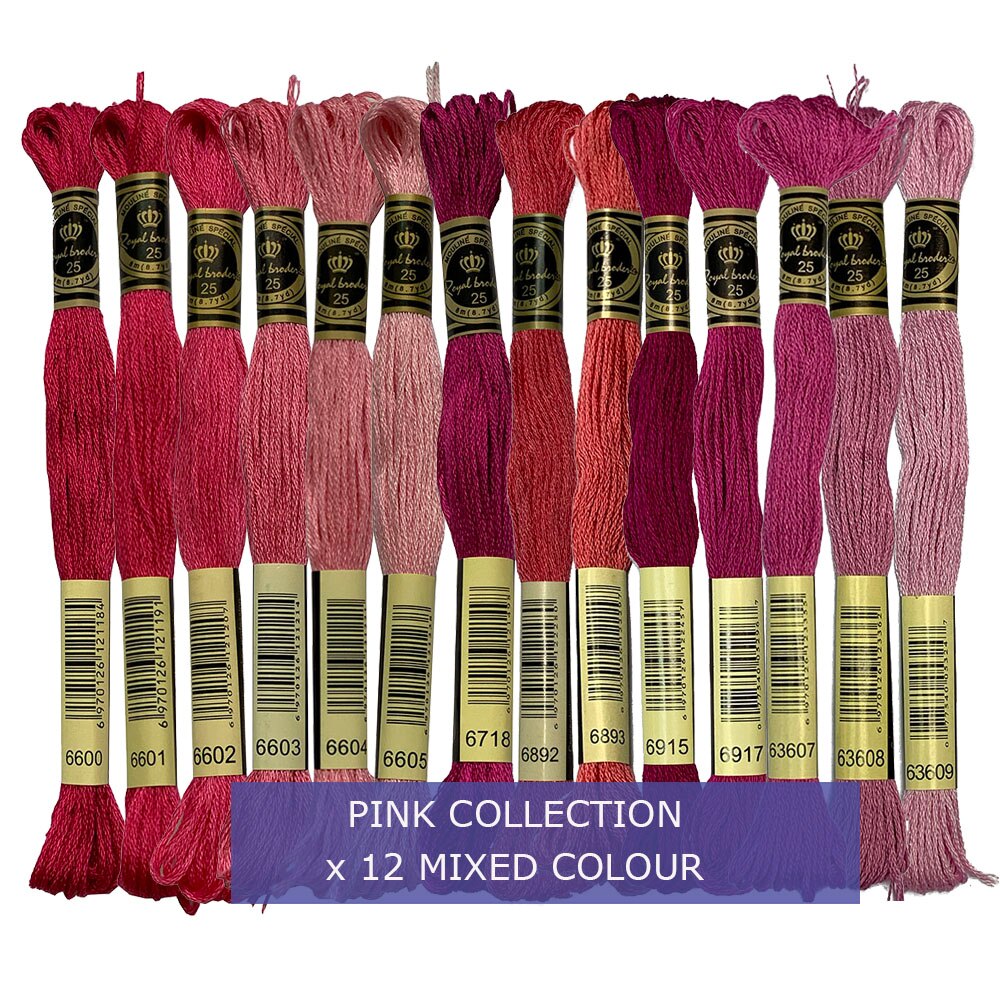 All 447 Rainbow Colors Embroidery Floss Pack 100% Long-staple Egyptian Cotton Cross Stitch Thread, 8 Meter 6 Strands: Pink Collection x14