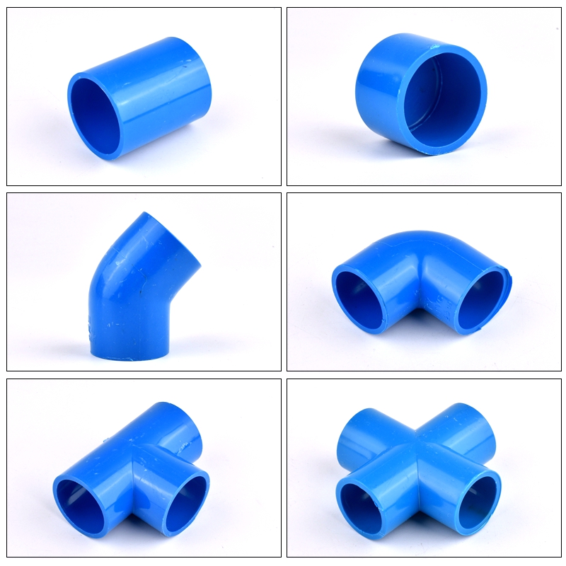 20~63mm PVC Pipe Connector, Straight Elbow Joint End Cap Garden Watering Tee Tube Joint Irrigation Aquarium Fish Tank Fittings