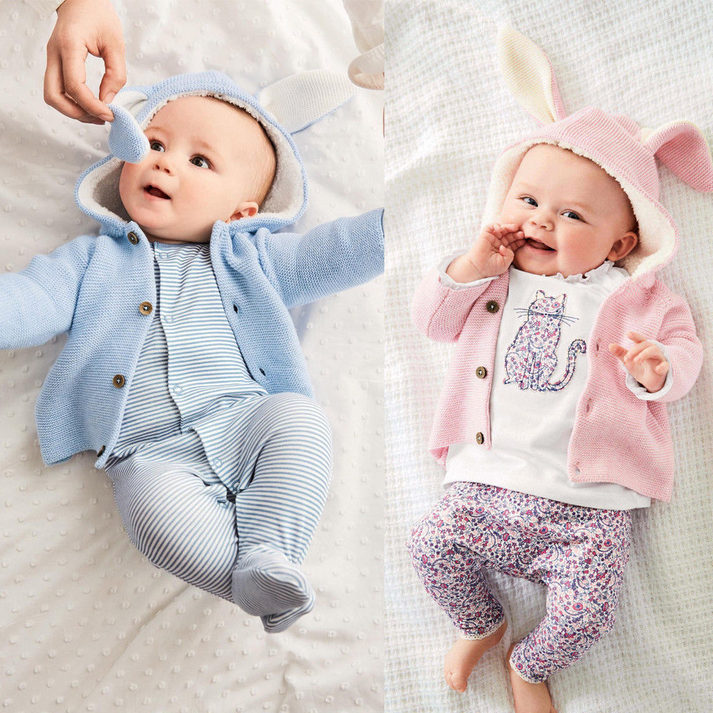 Pudcoco baby tøj varme frakker uk nyfødte småbørn børn baby piger dreng tøj strikket sweater frakke overtøj