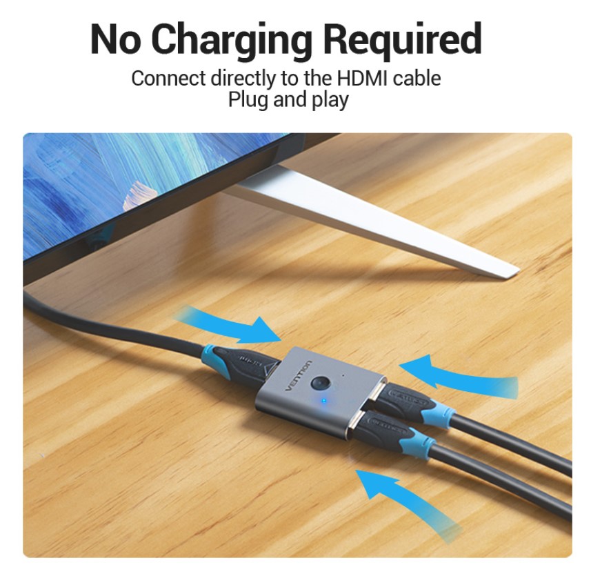 Vention 4K HDMI Switch Bi-Direction 1 To 2 HDMI 2.0 Splitter 2 in 1 Out 2K HDMI Adapter Switch For PS3 PS4 TV Xbox HDMI Switcher