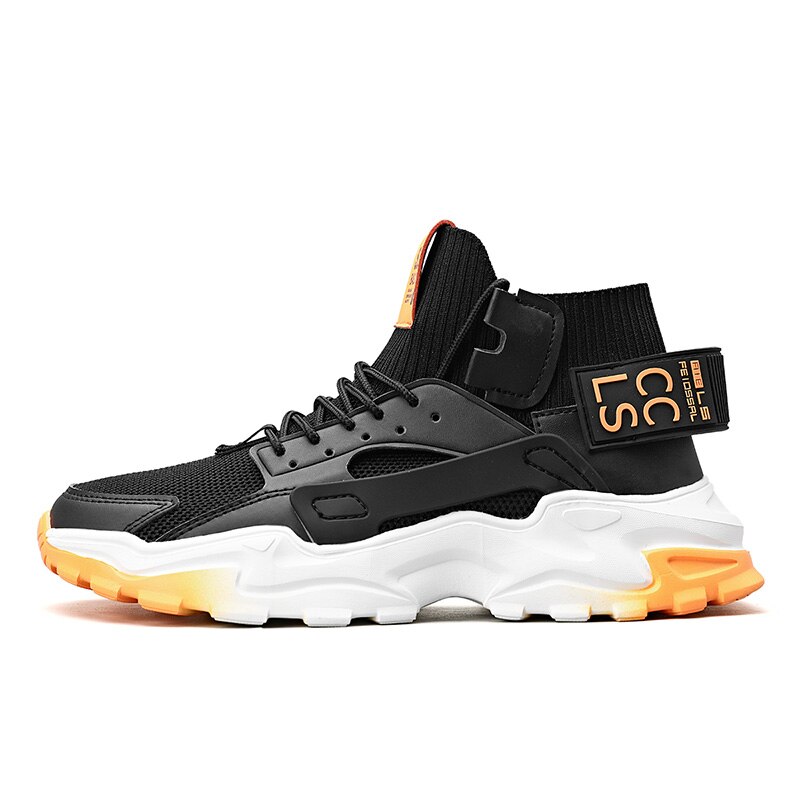 Hoge Top Mannen Sok Sneakers Mannen Casual Schoenen Ademende Mannen Schoenen Non-Slip Comfortabele Schoeisel Trend Zapatillas mand: Black / 41