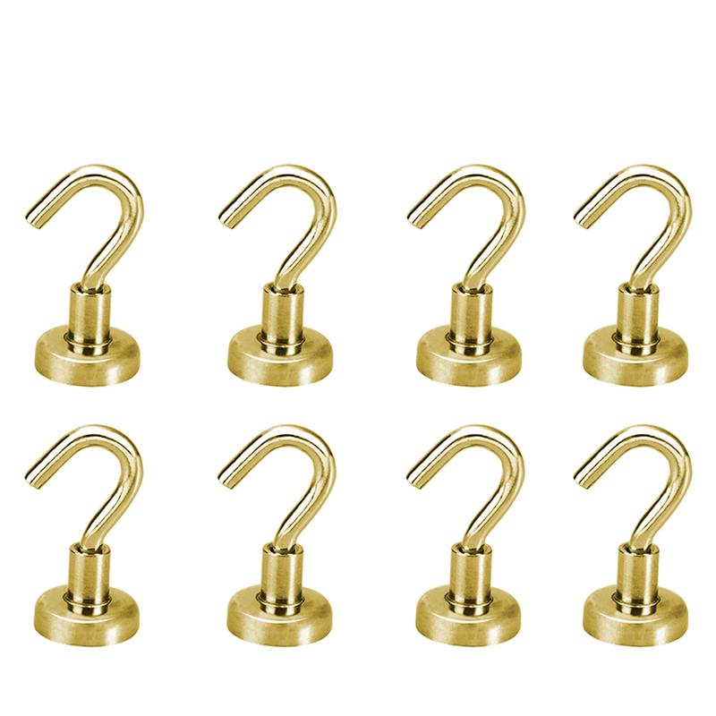 LUOEM Strong Magnetic Hooks Power Hook Holder Hooks Heavy Duty Wall Hooks Hanger Key Coat Cup Hanging Hanger for Home Storage: 10pcs / Gold