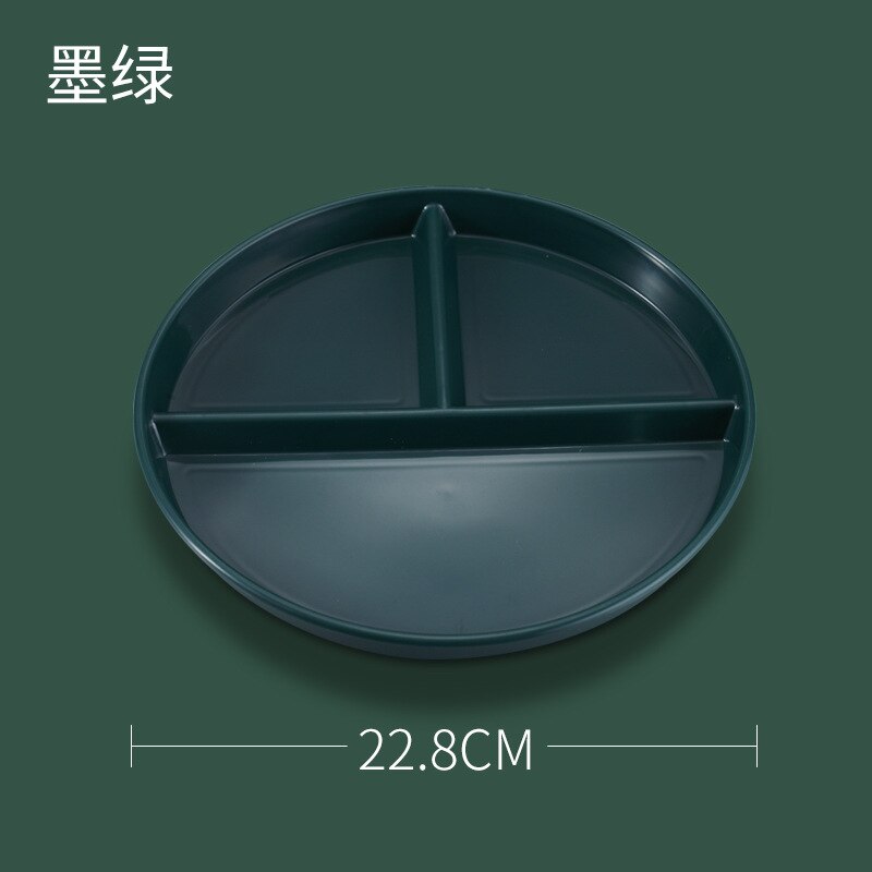 Round Plastic Dinner Plates Compartment Plate Cake Tray Fruit Snack Separete Bowl Quantitative Plate Food Dishes Kitchen Tool: Dark Green
