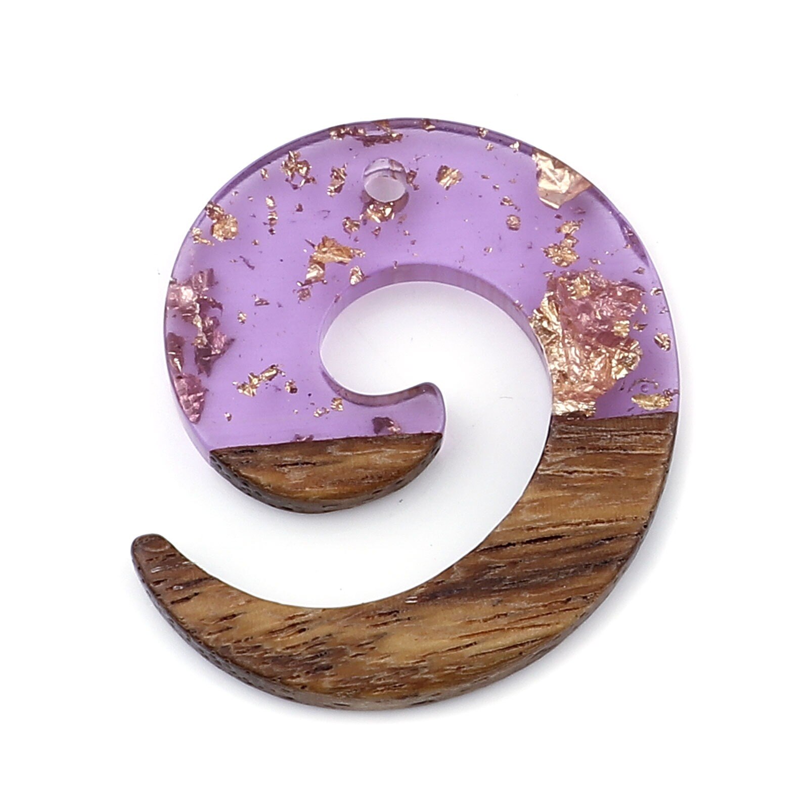DoreenBeads – pendentifs faits à la main en résine et bois naturel, breloques tourbillon pour fabrication de boucles d'oreilles, bijoux 28x24mm, 3 pièces: Purple