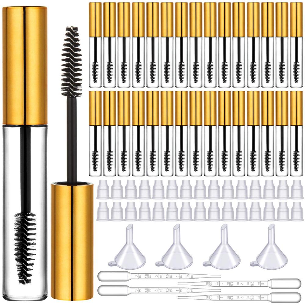 10ml 30 st tomma mascara tub stav påfyllningsbara mascara behållare ögonfrans creamtube flaska med 4 överföringspipetter  ,4 trattar: Default Title