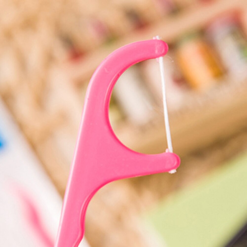 100 Pcs Dental Floss Teeth Plastic Toothpicks Stick Oral Care Cleaning Tool
