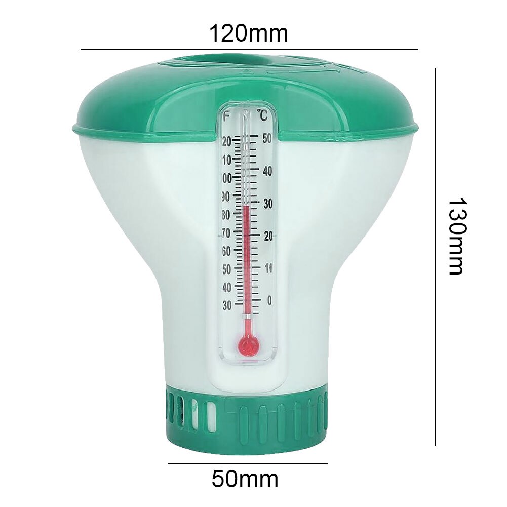Swimming pool chlorine dispenser with thermometer, disinfection, automatic applicator pump, whirlpool cleaning accessories