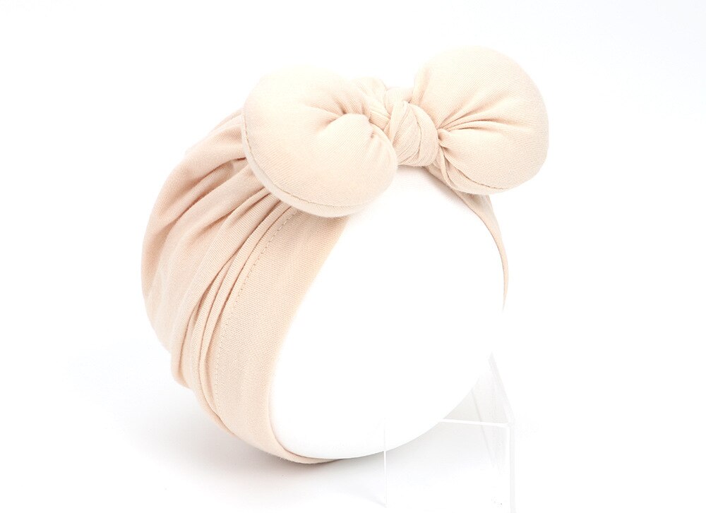 Baby Meisje Hoeden Baby Puur Katoen Strik Caps Kinderen Zachte Tulband Kids Headwrap Effen Kleur Mutsen Haaraccessoires: 14