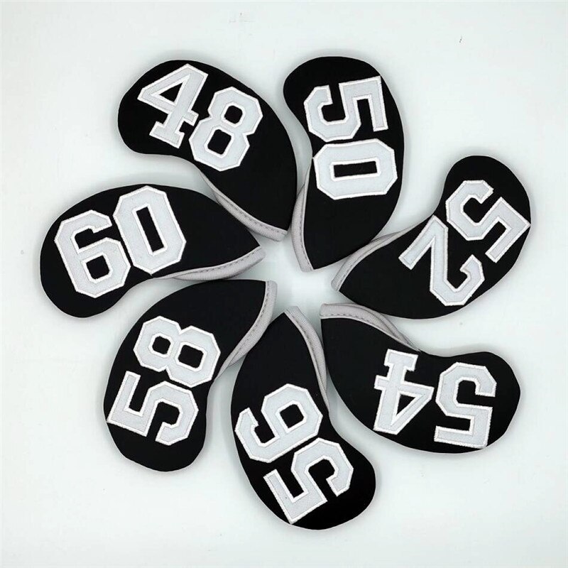 BLACK Golf Wedges Covers 7pcs/lot Golf Sand Wedge Head Covers Loft 48 50 52 54 56 58 60degree: black 7pcs