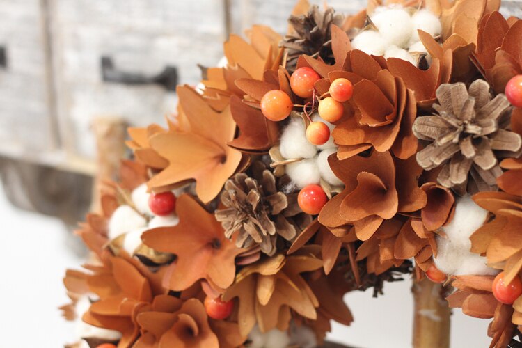 Guirnalda de flores naturales para decoración de otoño, decoración rústica de algodón, para puerta Delantera, de Acción de Gracias