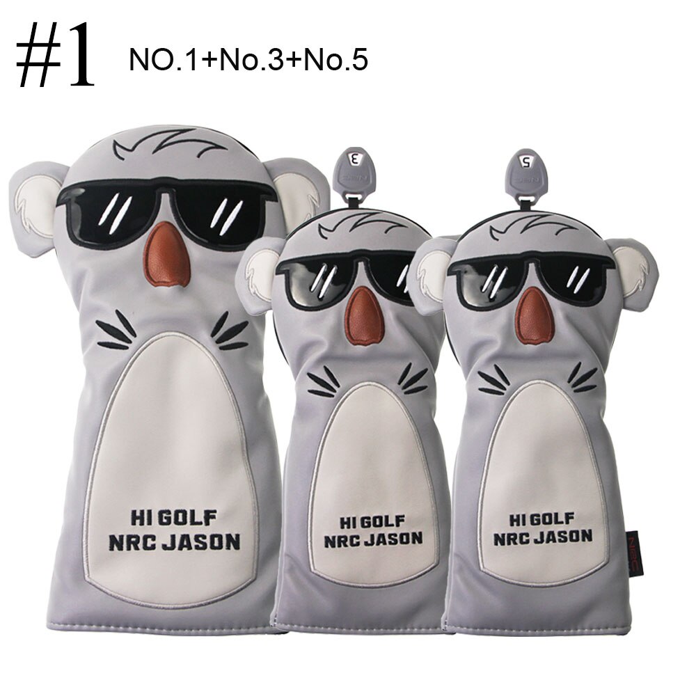 1Set Universele Golf Club Head Covers Protector Driver Hout Headcovers Set Koala: 1