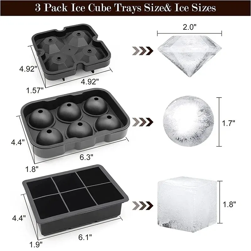 1pc isbitbrett silikon isbitformer til fryser med lokk gjenbrukbar whisky-isform ball diamantisform