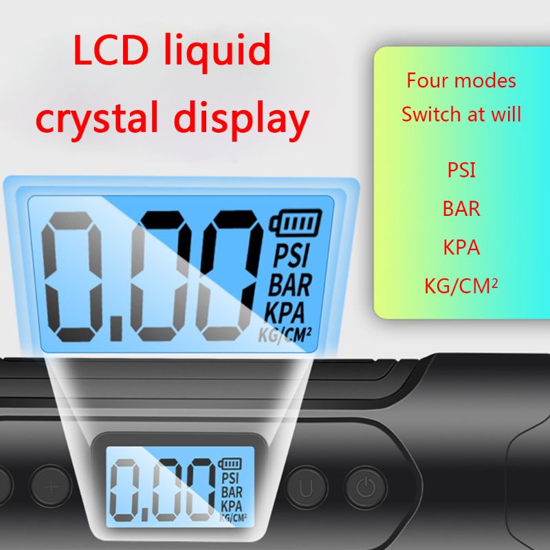 1pc Wireless Portable Air Compressor 150 PSI Tire Inflator USB Charging With LED