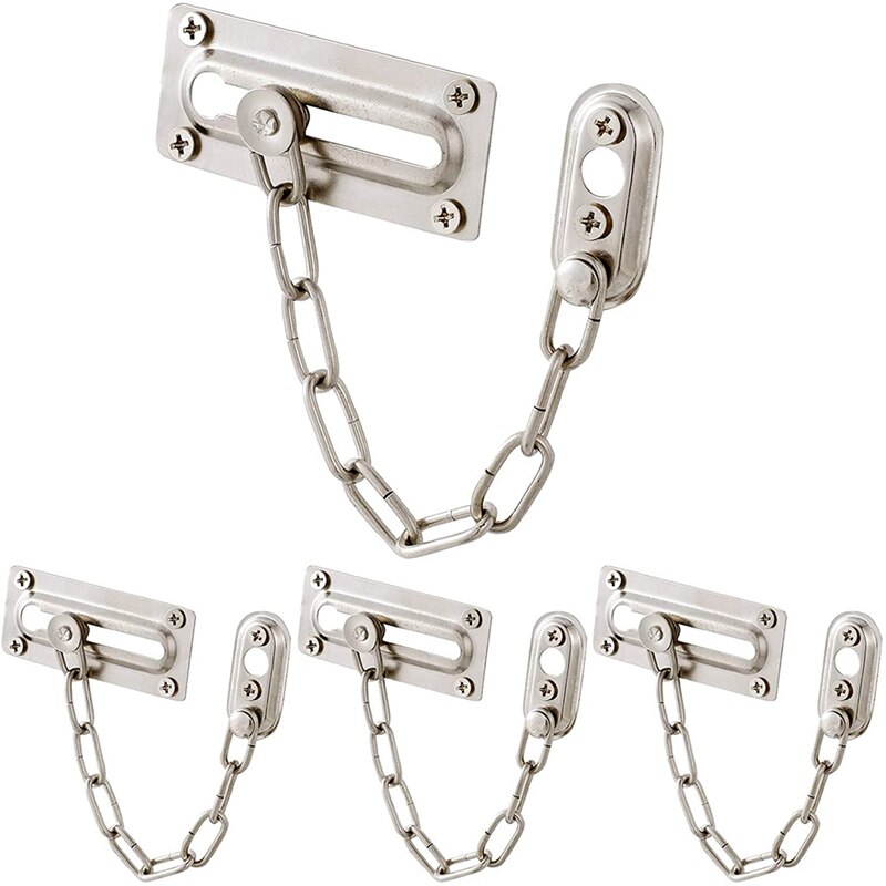 4 Pieces Chain Door Guards with Lock Chain, Chain Door Locks Security Chain Guards with Screws for Inside Door: Default Title