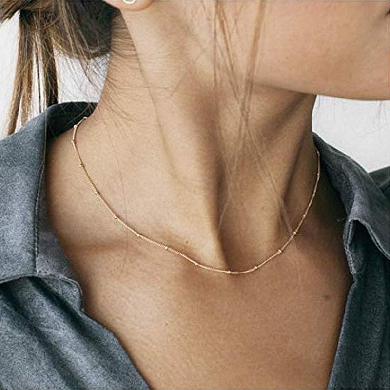 Eenvoudige Onzichtbare Transparante Dunne Lijn Goud Kleur Choker Ketting Voor Vrouwen Ketting Bead Chocker Collier Femme Kraag