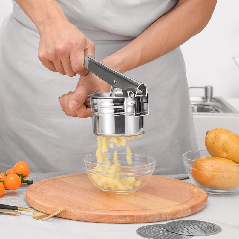 Kartoffelmasker og ricer rammer sæt manuel juicerpresser kartoffel rustfrit stål babymad multifunktionelle køkkenredskaber