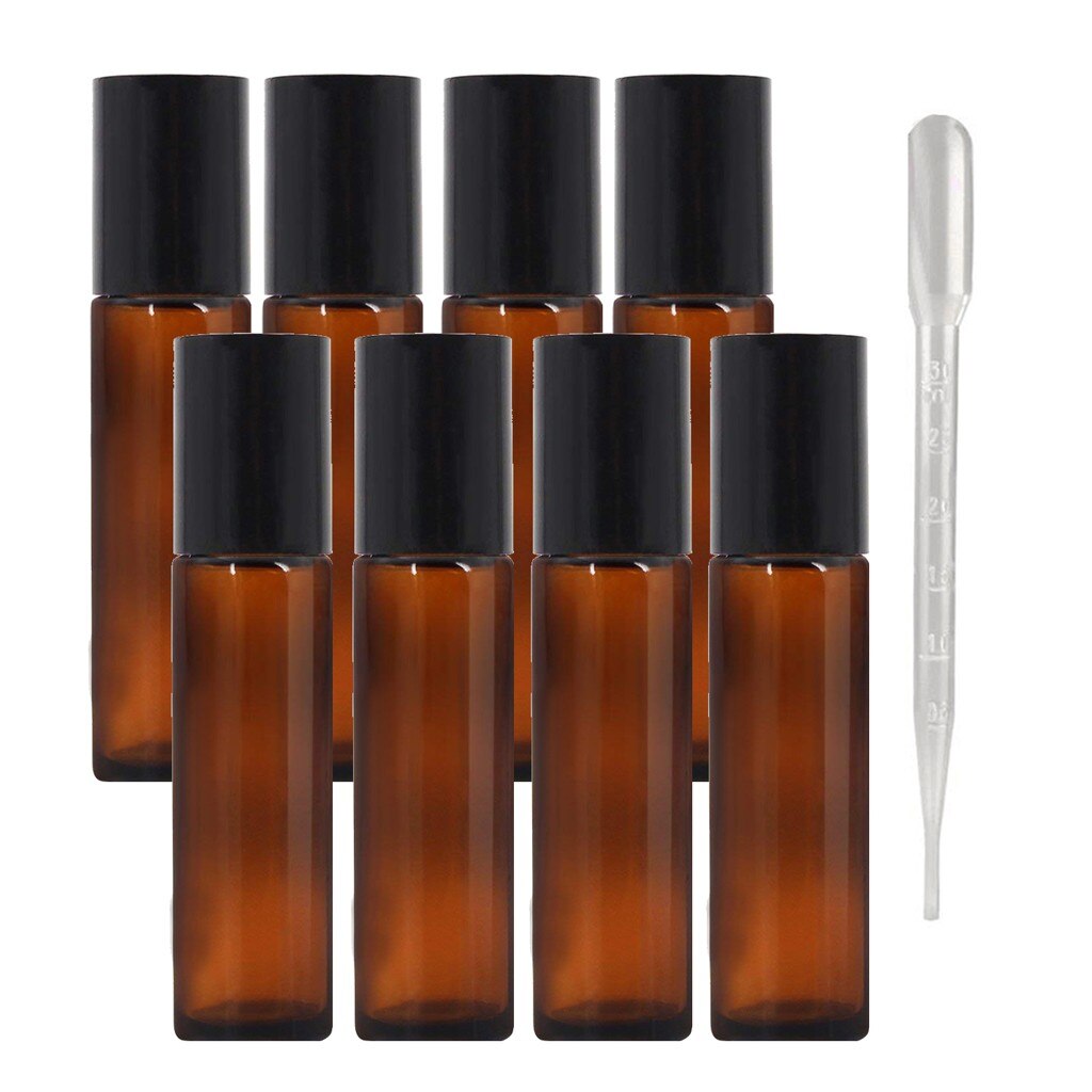 Cobalt Blue Refillable Bottles 8Pcs 10 ml Glass Roll-on Bottles With Roller Ball Refillable Cosmetic Container Accessories: Default Title