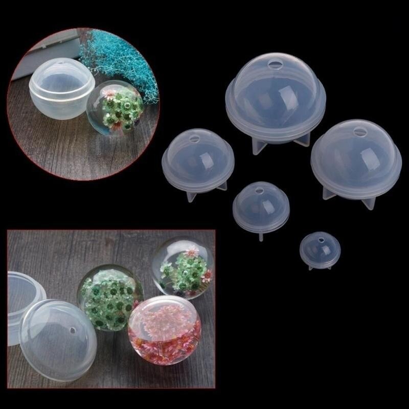 5 Sizes DIY Round Ball Silicone Mold Resin Pendant tools Making Mold Jewelry Resin 3D Crafts For Epoxy R7Z5