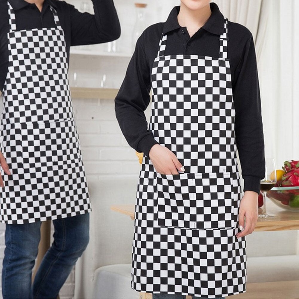 70x57cm Keuken BBQ Gestreepte Plaid Lange Schorten voor Vrouw Taille Schort met Pocket Catering Chef Ober Schort barbecue Keuken Tool