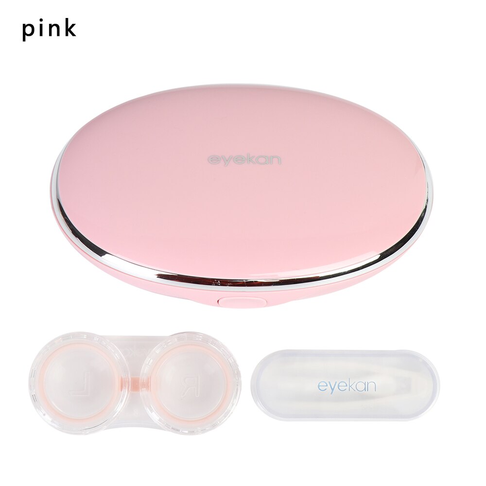 1pc magnetisk induksjon kontaktlinseveske reisebriller linseboks for støtte for beholder for unisex øyepleiesett: Rosa