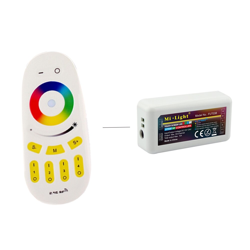 Mi.light RGBW LED Controller 12/24V FUT038+2.4G 4-Zone Wireless RF Touch Remote FUT096 For RGBWW RGBW Led Strip LED Controller: FUT096 1PCS FUT038
