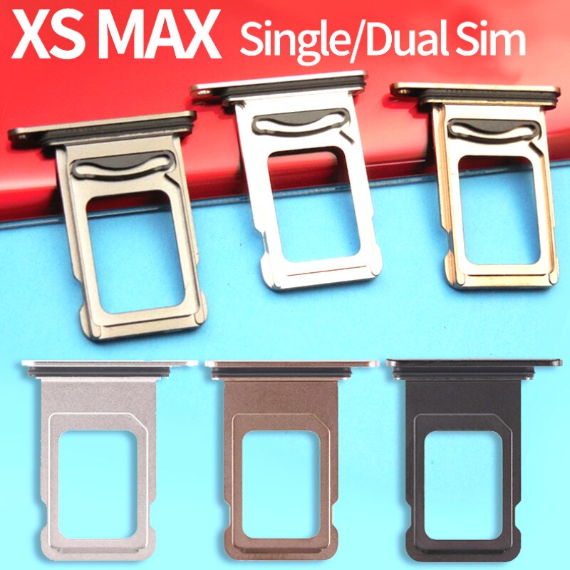 100pcs/lot Original Single/Dual SIM Card For iPhone XS MAX Reader Connector Slot Tray Holder With Waterproof Ring