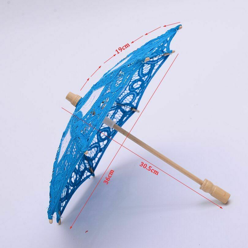 Paraguas azul clásico hecho a mano, flor de manualidades, Lacey, bordado, decoraciones